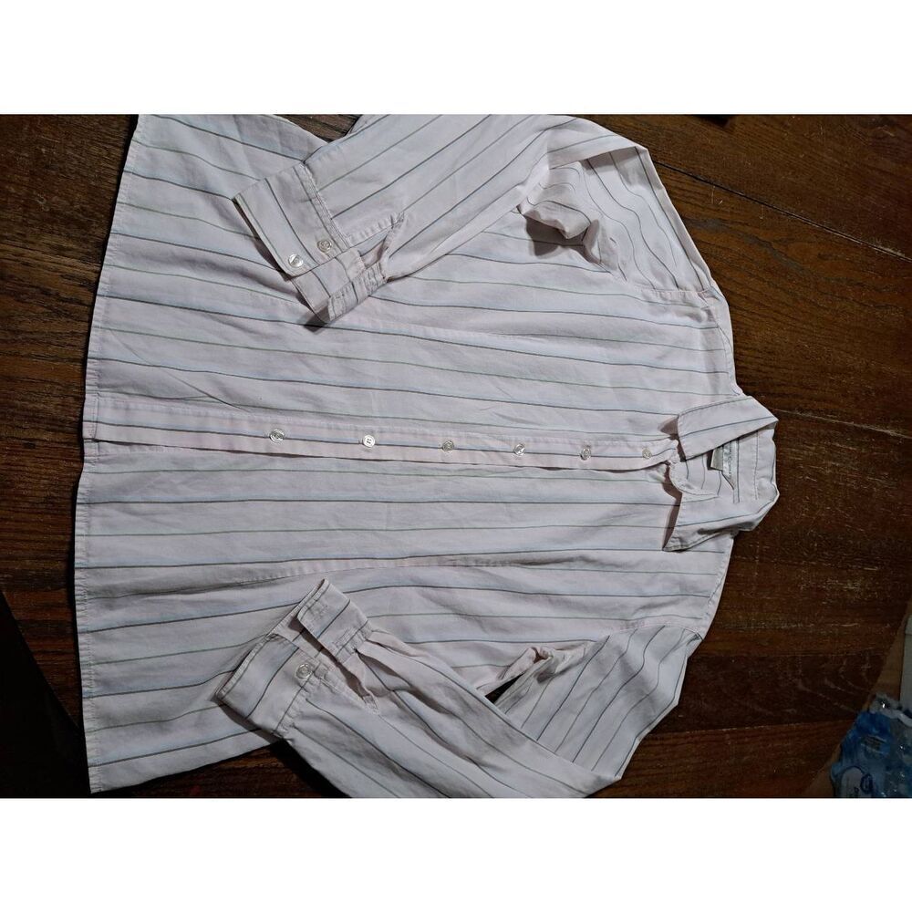Sz 14 Casual Corner Long Sleeve Button Front Collard Shirt Pink Blue Brown Green